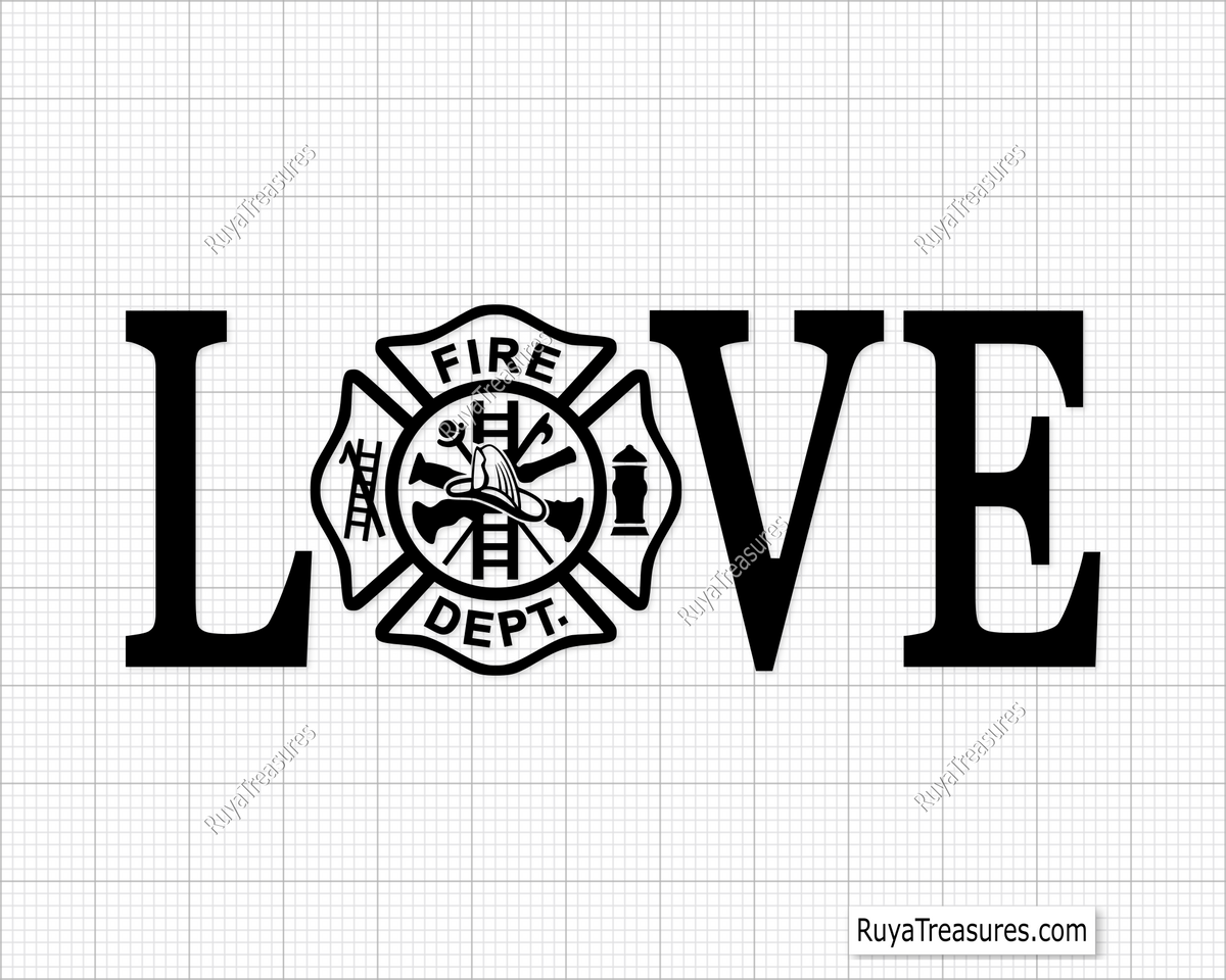 Love Firefighter Svg design for Cricut and Silhouette