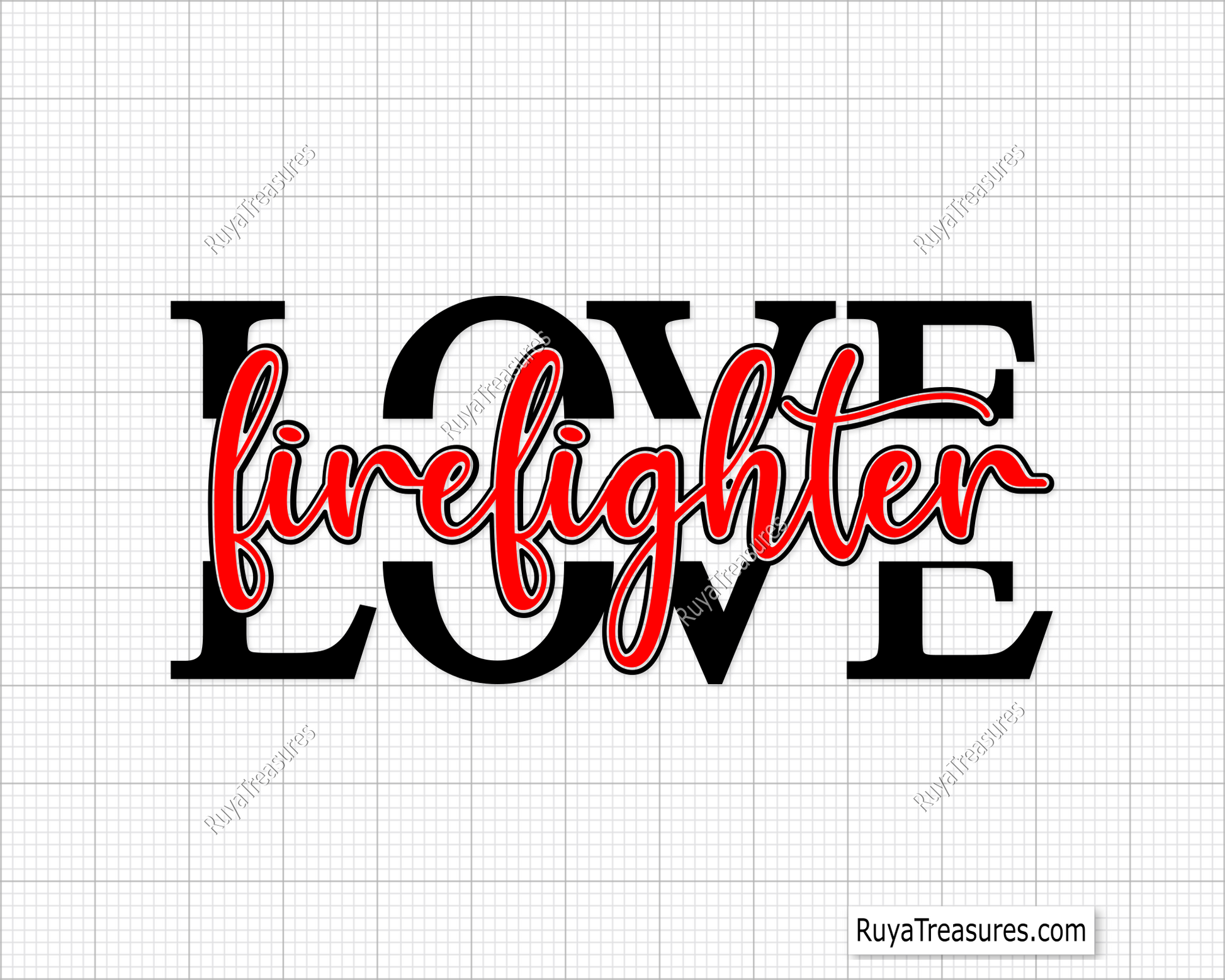Love Firefighter Svg design for Cricut and Silhouette