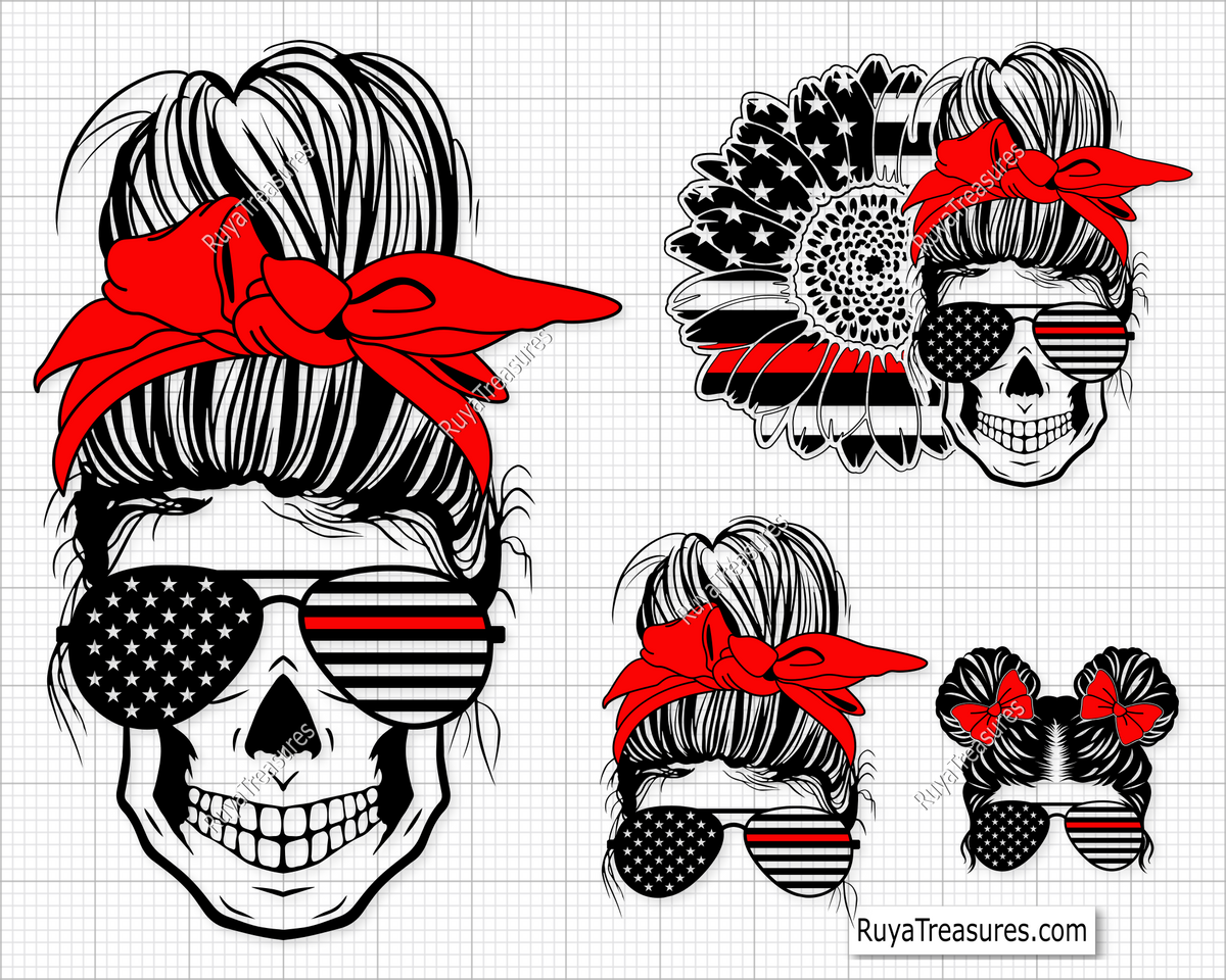Messy Bun Fireman Svg